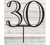 30 Cake Topper, Black Glitter Acrylic Happy 30th Birthday Cake Decoration, Thirty Years Old Cake Pick Decoration, 30th Anniversary Celebrating Party Supplies