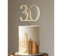 30 Cake Topper, Gold Acrylic 30th Birthday Cake Topper, Happy 30th Birthday Decoration, 30 Anniversary Party Supplies