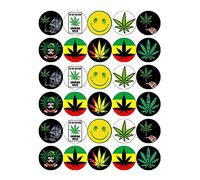30 Cannabis Leaf Marijuana Weed Ganja Pre Cut Cupcake Toppers Premium Edible Wafer Paper Fairy Cake Toppers Birthday Celebration Cakes Decorations Party NO CUTTING REQUIRED