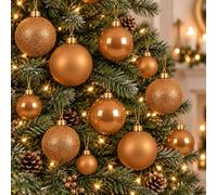 30 caramel brown baubles - round bauble decorations - christmas tree hanging ornament - 4cm 40mm 5cm 50mm 6cm 60mm baubles - matt, glitter & gloss finish - tree wreath garland decorations