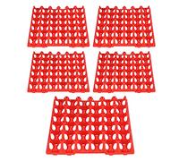 30 Cell Plastic Egg Crates Holder Tray, 5PCS Egg Flats for Farm Storage and Transportation - Durable Reusable Material, Stackable Space Saving Design for Home and Commercial Use (Red)