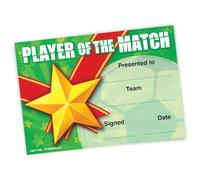 30 Certificates Player of the Match Gold Star Award A5 Card Nursery School Teacher Reward Football Soccer Certificate