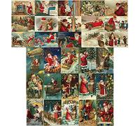 30 Christmas Cards,Santa Greeting Card,Santa Claus Greeting Card,Xmas Greeting Cards,Vintage Christmas Cards,Christmas Day Wishes Cards (A)