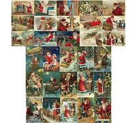 30 Christmas Cards,Santa Greeting Card,Santa Claus Greeting Card,Xmas Greeting Cards with Envelope,Vintage Christmas Cards,Vintage Christmas Card,Christmas Cards with Envelope(Cannot be folded)