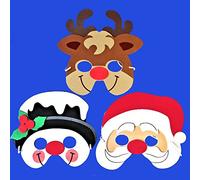 30 Christmas Foam Face Masks - Santa, Reindeer & Snowman - Fancy Dress