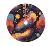 30" Christmas Tree Skirt â€“ Festive Fantasy colorful planet Print Party Mat for Holiday Decor, Perfect for Xmas, Halloween, New Year