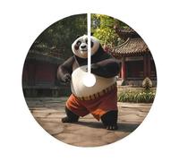 30" Christmas Tree Skirt â€“ Festive Giant panda practicing Print Party Mat for Holiday Decor, Perfect for Xmas, Halloween, New Year