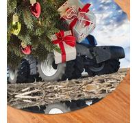 30" Christmas Tree Skirt â€“ Festive Holiday Party Farm Tractor Print Mat for Xmas Home Decor for Christmas, New Year