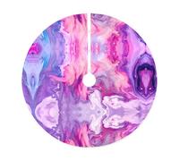 30" Christmas Tree Skirt â€“ Festive Marble Purple Colorful Print Party Mat Decorations, Xmas Home Decor, Merry Base Cover