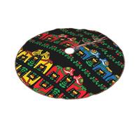 30" Christmas Tree Skirt â€“ Festive Runner Swedish Dala Horse Folk Print Party Mat Decorations, Xmas Holiday Home Decor