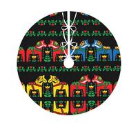 30" Christmas Tree Skirt â€“ Festive Runner Swedish Dala Horse Folk Print Party Mat Decorations, Xmas Holiday Home Decor