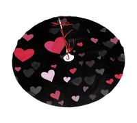 30" Christmas Tree Skirt â€“ Pink love heart Print Holiday Party Mat for Xmas Home Decor, Outdoor Indoor Festive Ornaments