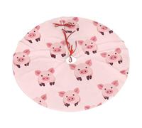 30" Christmas Tree Skirt â€“ Simple strokes of pig head Print Holiday Party Mat for Xmas Home Decor, Outdoor Indoor Festive Ornaments