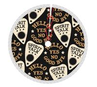 30" Christmas Tree Skirt Fringed With Lace 3d Spirit Talk Ouija Board Double-Layer Thicken Xmas Tree Mat For Holiday Party Christmas Decorations