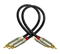 30 cm RCA Cable Pair - Van Damme Pro Grade Classic XKE Instrument (Jet Black), Audio Interconnect Cable with Amphenol ACPR Die-Cast, Gold Plated RCA Connectors