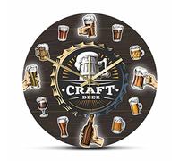 30 cm Wall Clock Beer O' Clock Craft Beer Wooden Texture Print Wall Clock For Home Bar Pub Club Brewer Drinking Artwork Modern Design Wall Watch For Home Wall Decor