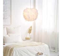 30 cm White Feather Light Shade, Pendant Ceiling and Table Lamp - Fluffy Feather Shade for Living and Bedroom