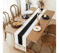 30 cm x 120 cm Table Runner Farmhouse Style, Natural Burlap Boho Table Runner Modern Farmhouse Decor Rustic Woven Cotton Crochet Lace for Bohemian, Rustic,Bridal, Shower Wedding, Dinner