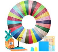 30 Colors 3D Pen Filament Refill 1.75mm PCL Low Temperature Kid Friendly 3D Pen Filament 5m per Color Include Stencil Book with 66 Template Silicone Mat Positioning Mat and 2 Finger Cot