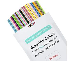 30 Colors 3D Pen Filament Refills for 3Doodler Start+, 300 PCS Total - 2.5mm PCL Low-Temperature Printing Filament, Safe & Easy to Use, 10 Sticks (15cm) Per Color