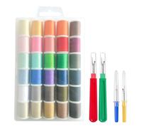 30-Colour Cotton Sewing Thread Set with Unpicker Sewing Tool for Hand & Machine Sewing - 45m (50yd) Spools, All-Purpose for Crafts, Quilting & Mending, Includes Black & White Threads (Colors, 2)