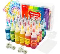30 Colours Tie Dye Kit, Vanstek 163 Pieces DIY Tie-dye Kit with Rubber Bands, Gloves and Table Covers, Perfect Fabric Tie Dye Set for Kids and Adults as Family Friends Groups Party Supplies