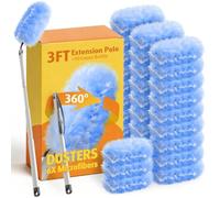 30 Count Duster Kit Refills with 3 ft Extendable Handle for Swiffer