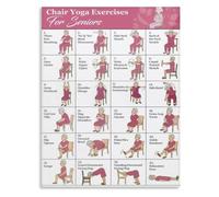 30 Day Chair Yoga Challenge For Elderly Poster Canvas Simple Seated Routine Flexibility Training Wall Decor Living Room Bedroom Home(Framed,08x12inch(20x30cm))