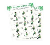 30 Day Chair Yoga Plan - Learning Yoga Position Exercise Poster, Pilates Mat Work Poster Set | 2 Pieces Yòga Guide For Home Indoor Senior Beginner Mobility Balance Flexibility Fitness