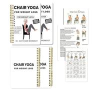 30-Day Chair Yoga Weight Loss Spiral Notebook & Exercise Guide, Daily Exercise Routines Chair Yoga Book, Progress Tracking Yoga Notebook Exercise Guide Book for Beginners, Seniors (2pcs)