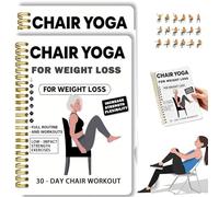 30-Day Chair Yoga Weight Loss Spiral Notebook & Exercise Guide, Weight Loss Journal Includes Clear Chair Yoga Poses, Daily Exercise Routines for Beginners, Seniors (#2pc)