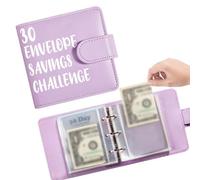 30 Day Money Saving Challenge Book, A8 Budget Planner Binder with Cash Envelopes, Mini PU Leather Finance Organiser for Students and Teens, Portable Savings Folder for Home and Office, 6 Colours