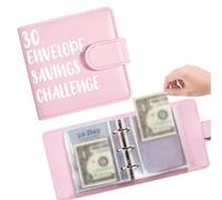 30 Day Money Saving Challenge Book, A8 Budget Planner Binder with Cash Envelopes, Mini PU Leather Finance Organiser for Students and Teens, Portable Savings Folder for Home and Office, 6 Colours