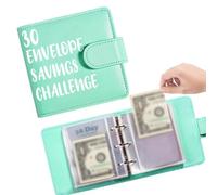 30 Day Money Saving Challenge Book, A8 Budget Planner Binder with Cash Envelopes, Mini PU Leather Finance Organiser for Students and Teens, Portable Savings Folder for Home and Office, 6 Colours