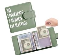 30 Day Money Saving Challenge Book, A8 Budget Planner Binder with Cash Envelopes, Mini PU Leather Finance Organiser for Students and Teens, Portable Savings Folder for Home and Office, 6 Colours