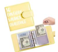 30 Day Money Saving Challenge Book, A8 Budget Planner Binder with Cash Envelopes, Mini PU Leather Finance Organiser for Students and Teens, Portable Savings Folder for Home and Office, 6 Colours