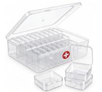 30 Day Pill Organizer with 30 Removable Mini Boxes, Clear Travel Medicine Case for Vitamins and Supplements, Portable Monthly Storage Container with Dual Clasp, PP Plastic