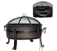 30" Deluxe 2-in-1 Outdoor Fire Pit & Coffee Table, Antique Bronze Effect & Drawstring Cover - DG237