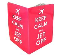 (30+ Designs) Passport Cover Holder Protector Wallet Case Mens Womens for Travel Holiday & Luggage Tag Options (Keep Calm Jet Off Pink)