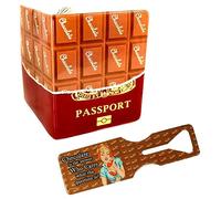 (30+ Designs) Passport Cover Holder Protector Wallet Case Mens Womens for Travel Holiday & Luggage Tag Options (Chocolate 1 Luggage Tag + Cover)
