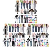 30 Doll Clothes 1 Thousand Bird Check Coat 2 Winter Coats 4 Tops 1 Pullover 2 Skirts 3 Pants 1 Hat 2 Glasses 14 Shoes for 11.5 Inch Doll Girls Gift, in Random (Pack of 3)