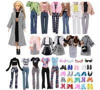 30 Doll Clothes 1 Thousand Bird Check Coat 2 Winter Coats 4 Tops 1 Pullover 2 Skirts 3 Pants 1 Hat 2 Glasses 14 Shoes for 11.5 Inch Doll Girls Gift, in Random