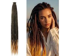 30 Dreadlock Extension Strands, Faux Locs 24 in Long, Black Brown Synthetic, 0.24 in Thick, Lightweight, Strong Build for Flexible Hairstyles