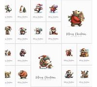 30 Eco Friendly Whimsical Illustrated Christmas Cards 2025 with White Envelopes