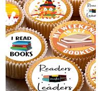 30 edible Reading World Book Day kids childrens party decorations style pre-cut Cupcake Cake Toppers Wafer Rice Paper