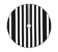 30" Elegant Christmas Tree Skirt â€“ Black & White Stripe Full-Print Perfect for Xmas, Halloween, and New Year Decorations