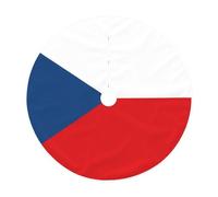 30" Faux Linen Christmas Tree Skirt,Farmhouse Holiday Tree Decor,Czech Republic flag Print Xmas Base Cover