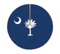 30" Faux Linen Christmas Tree Skirt,Farmhouse Holiday Tree Decor,South Carolina Flag Print Xmas Base Cover