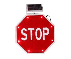 30" Flashing Blinking Stop Sign Solar Powered,Aluminum Octagon Reflective LED Flashing Street Metal Sign,MUTCD Compliant R1-1,Heavy Duty, Rust-Proof Metal Frame