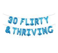 30 Flirty And Thriving Balloons Thirty Flirty And Thriving Decorations For Her 30 Balloons For Women Dirty Happy 30th Birthday Decorations Banners (30 FLIRTY & THRIVING Blue)
